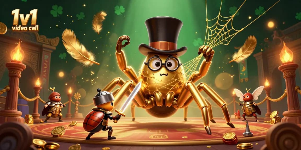 Engage in thrilling 1v1 video call experiences with vibrant casino characters amid dynamic scenes.