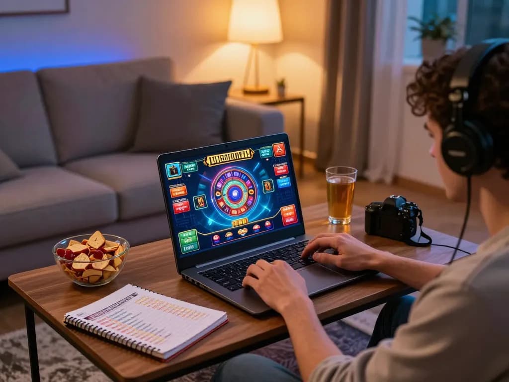 Engaging in casinò online italiani non aams gameplay at home with warm atmosphere and strategic elements.