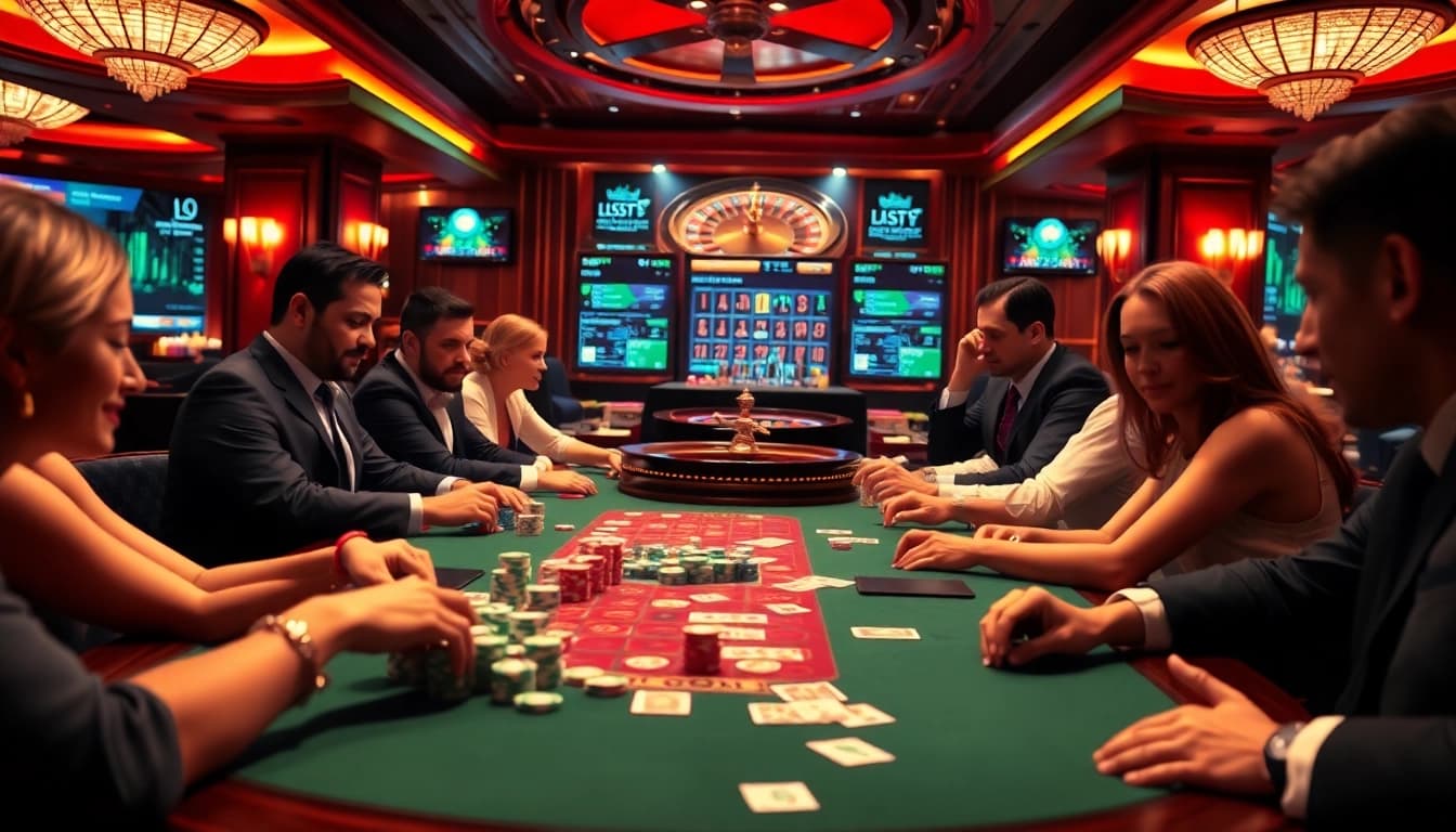 Vivez l'excitation de meilleure casino en ligne avec des tables de poker luxueuses et des jetons vibrants lors de parties à enjeux élevés.
