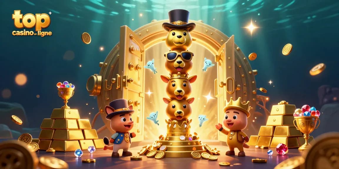 Découvrez les richesses du top casino en ligne avec un totem animé et des trésors scintillants.