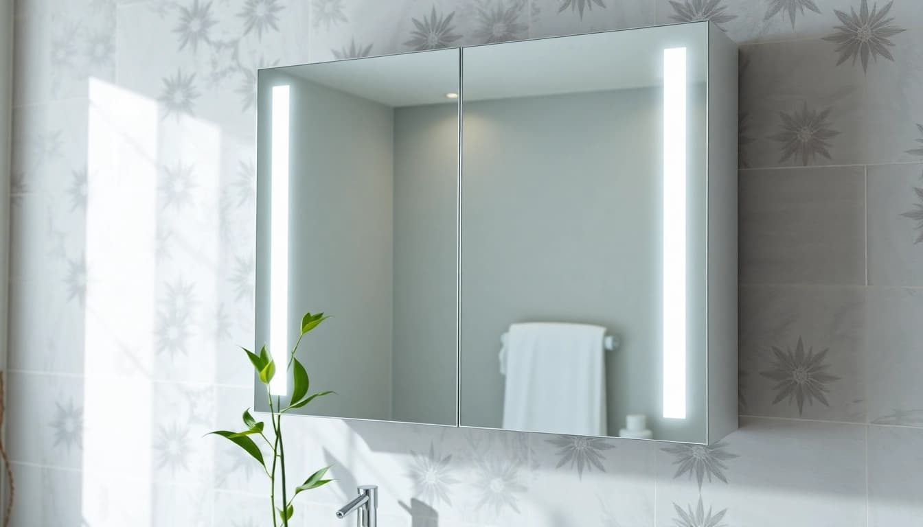 Highlighting a sleek led bathroom mirror Cabinet with stylish features and soothing ambiance.