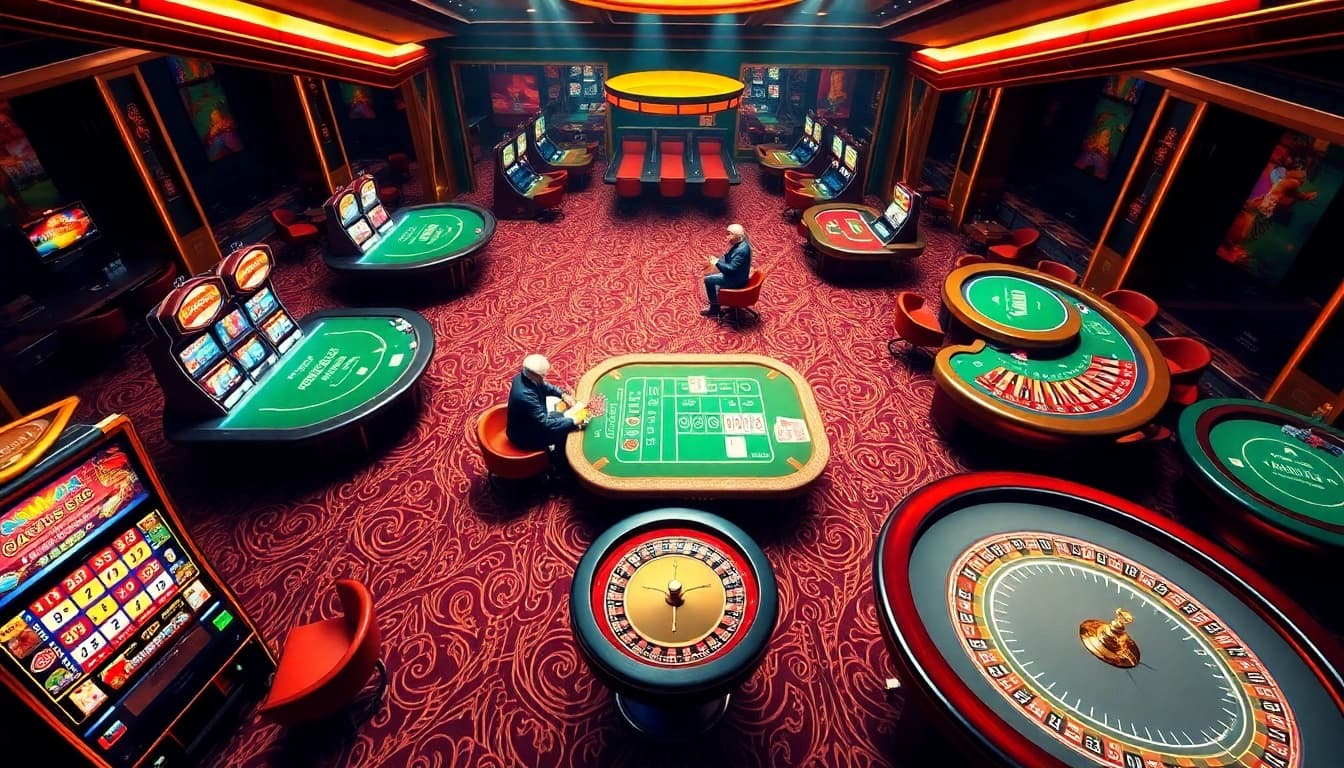 Exciting casino scene at 777VIP with vibrant tables and luxurious atmosphere.