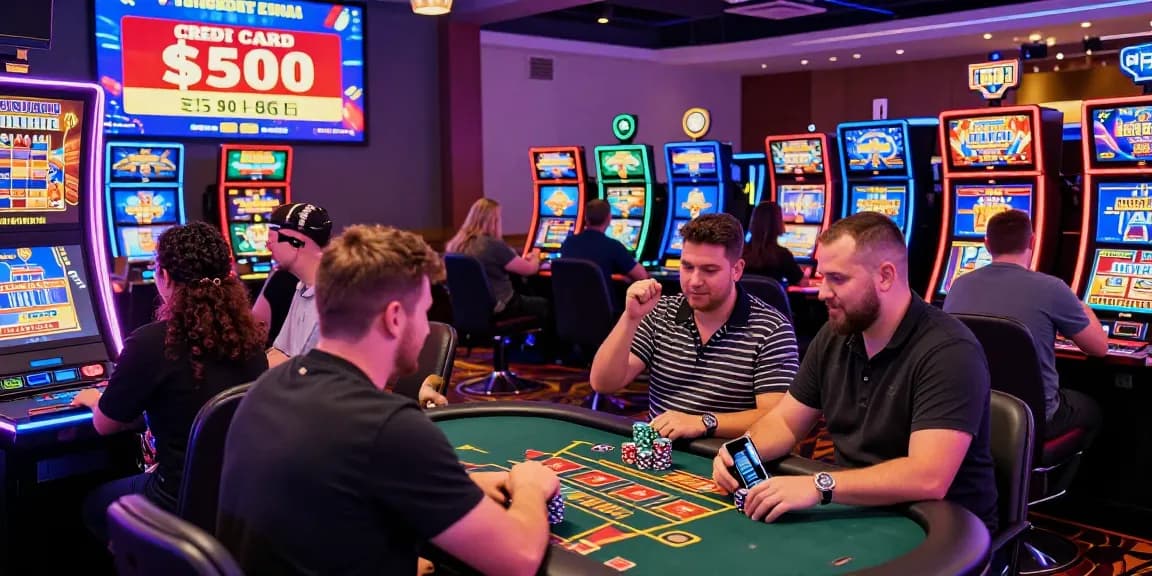 Players enjoying vibrant credit card casinos with engaging games and lively atmosphere.