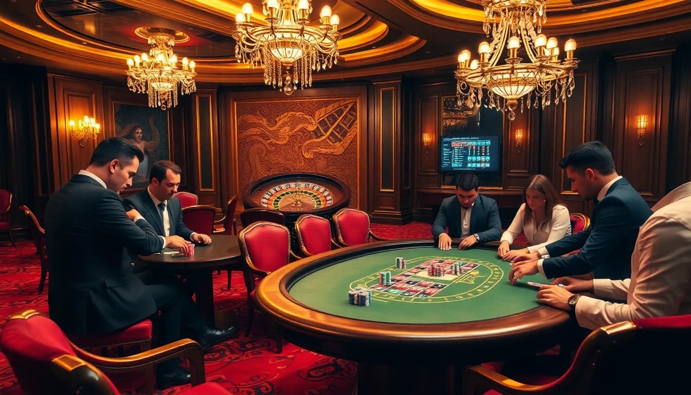 Découvrez l'excitation du meilleure casino en ligne avec un jeu de poker dynamique et un décor luxueux.