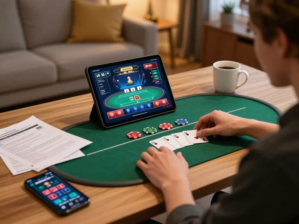Engaging online poker action at home showcasing 888top gaming experience with strategic notes