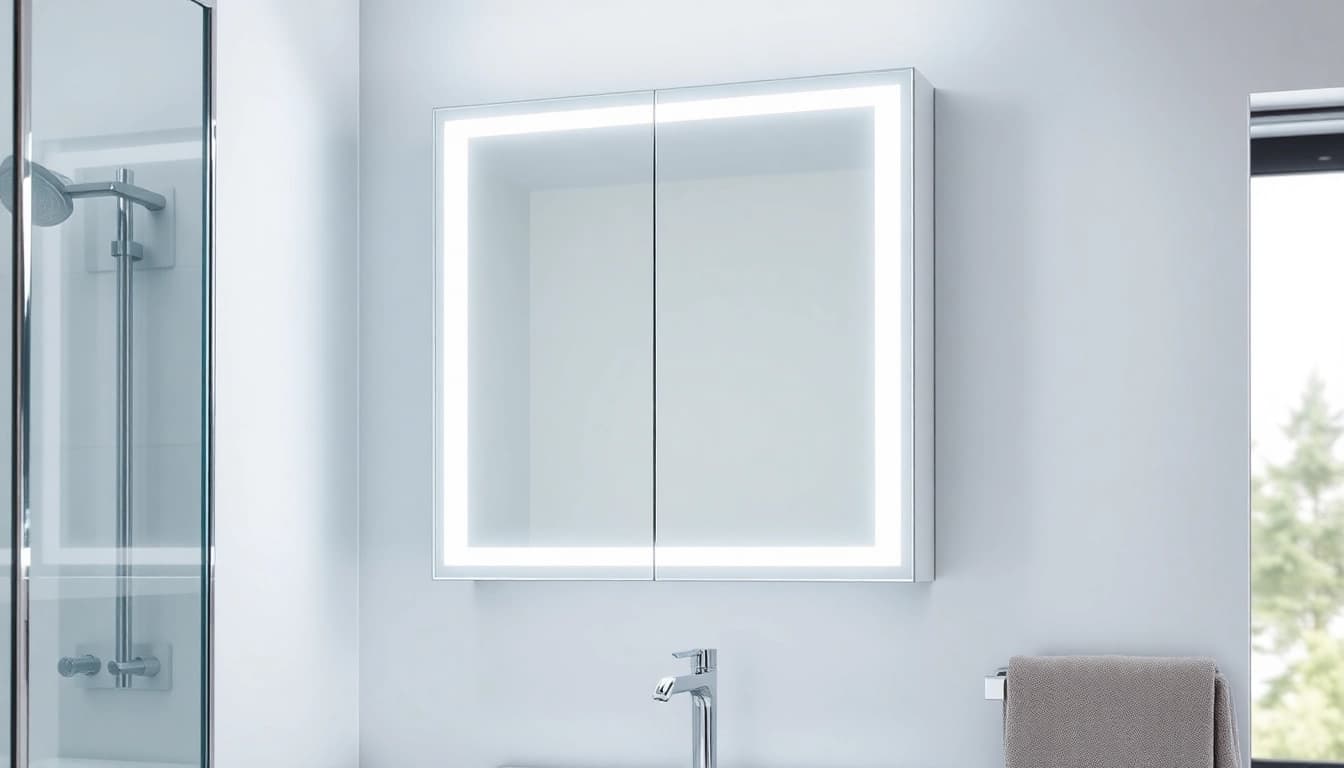 Erleben Sie den sonni Spiegelschrank mit modernem Design und integrierter Beleuchtung im Bad.