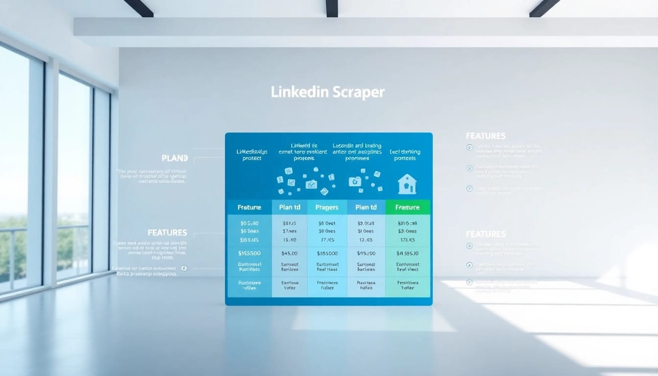 Visual representation of linkedin scraper pricing plans and features in an engaging infographic format.