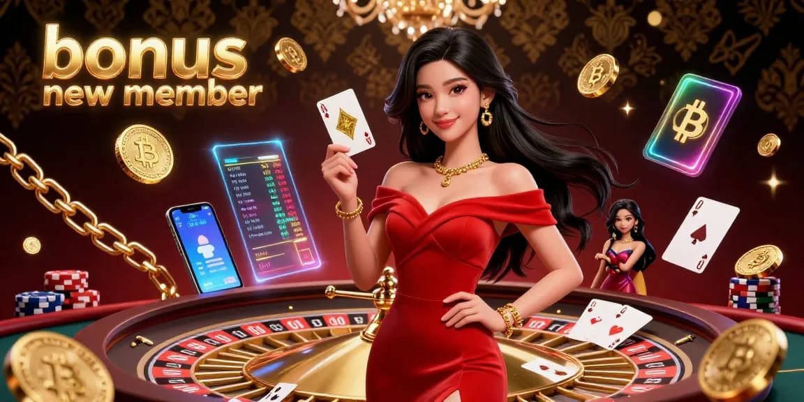 Engage with the exciting bonus new member offer while enjoying the vibrant casino atmosphere and dazzling game elements.