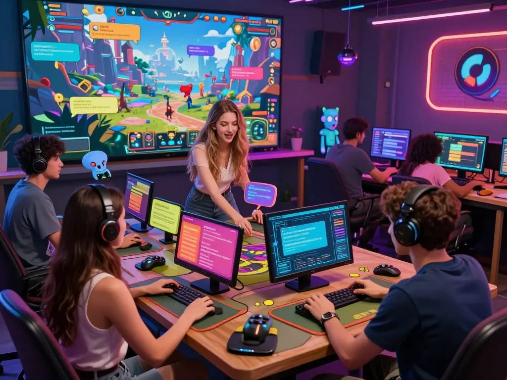 Engaging scene of diverse characters in vibrant interactive online porn games showcasing fantasy gameplay.