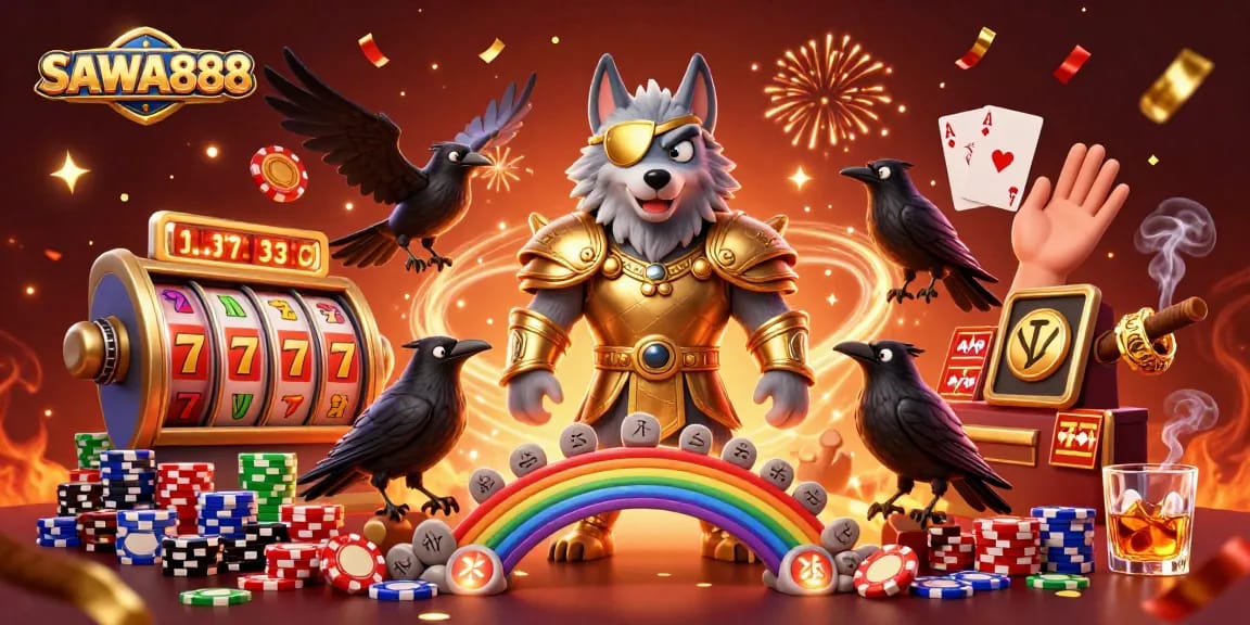SAWA888 enhances gaming excitement with Norse-inspired characters and vibrant slot elements.