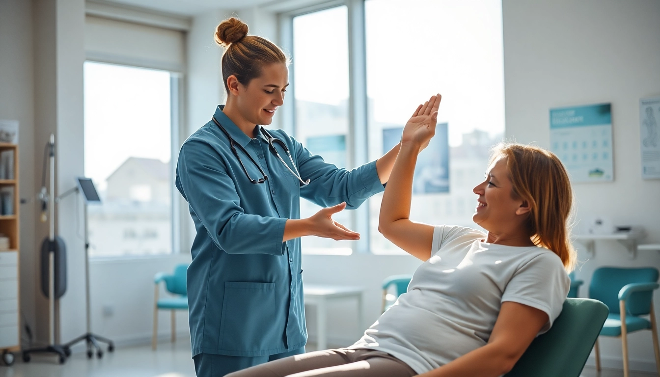Engaging physiotherapy edmonton session showcasing a skilled therapist helping a patient recover.