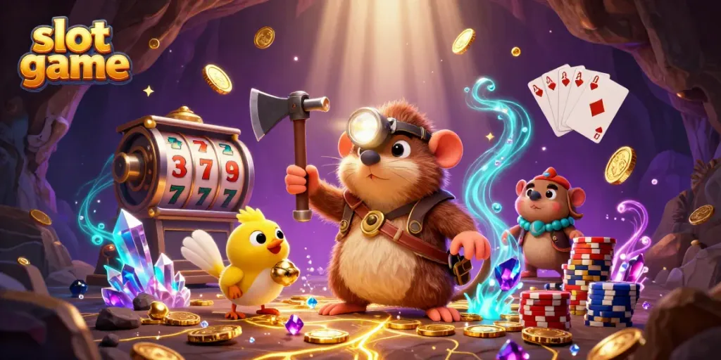 Spin and win big with exciting slot game visuals featuring dynamic characters and rich casino elements.