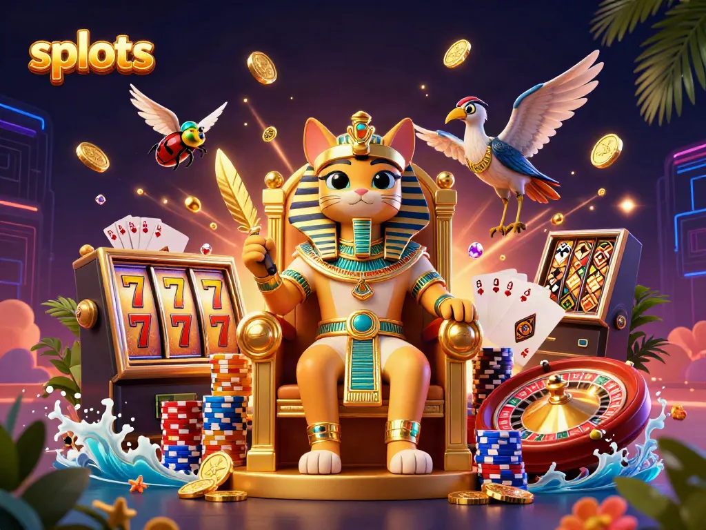Play exciting slots with dynamic pharaoh-themed visuals, vibrant coins, and colorful elements.