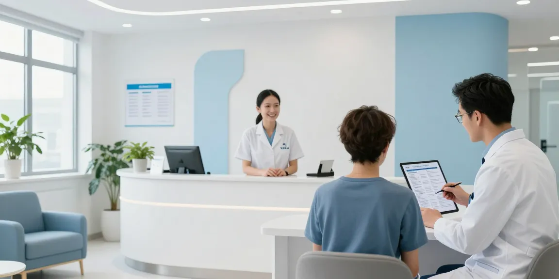 "Hair transplant Turkey consultation in a healthcare clinic with compassionate provider discussing patient care."