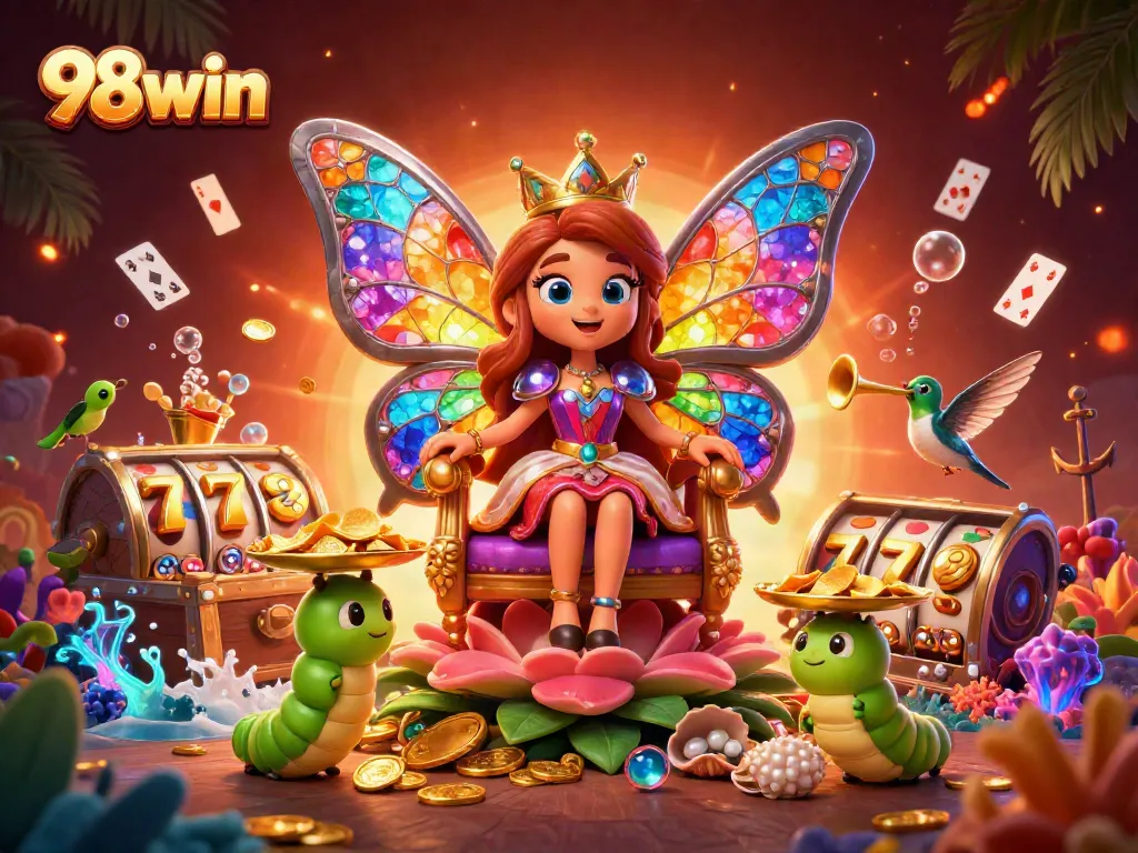 Engage with thrilling slot games on 98win featuring jewel-toned illustrations and captivating characters.