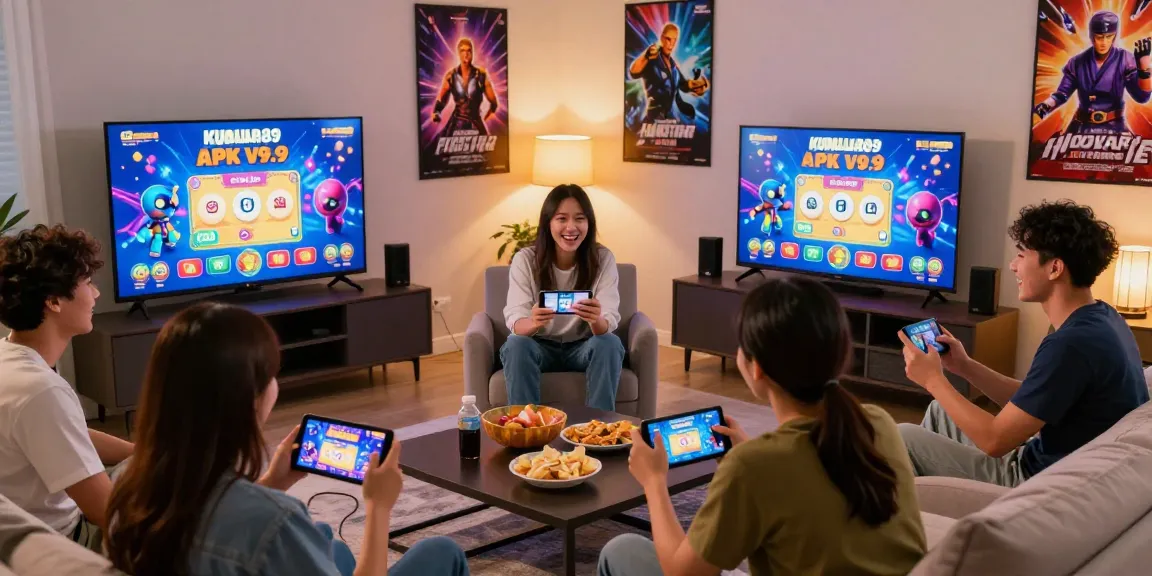 KUDALIAR89 - Teman berkumpul di ruang tamu bermain game APK V9.9 dengan antusias.