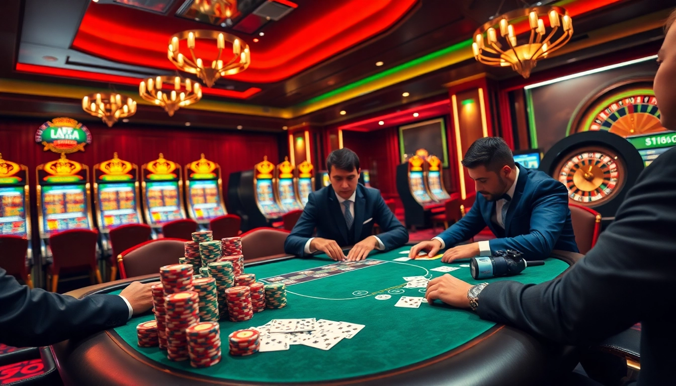 Trải nghiệm poker cược cao tại một sòng bạc sang trọng với chủ đề cg 79 và các quân chip rực rỡ.