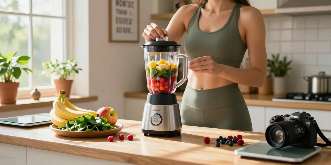 Preparing a nutritious smoothie with rokok88 ingredients in a bright kitchen promoting a healthy lifestyle.