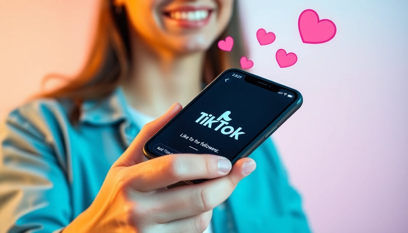 tiktok いいね 購入で人気を集めるスマートフォンを持つインフルエンサー