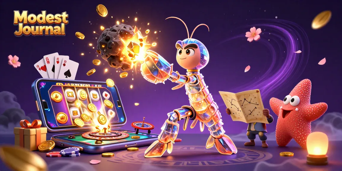 Experience thrilling gameplay with Modest Journal's vibrant casino adventure filled with golden gems and dynamic characters.
