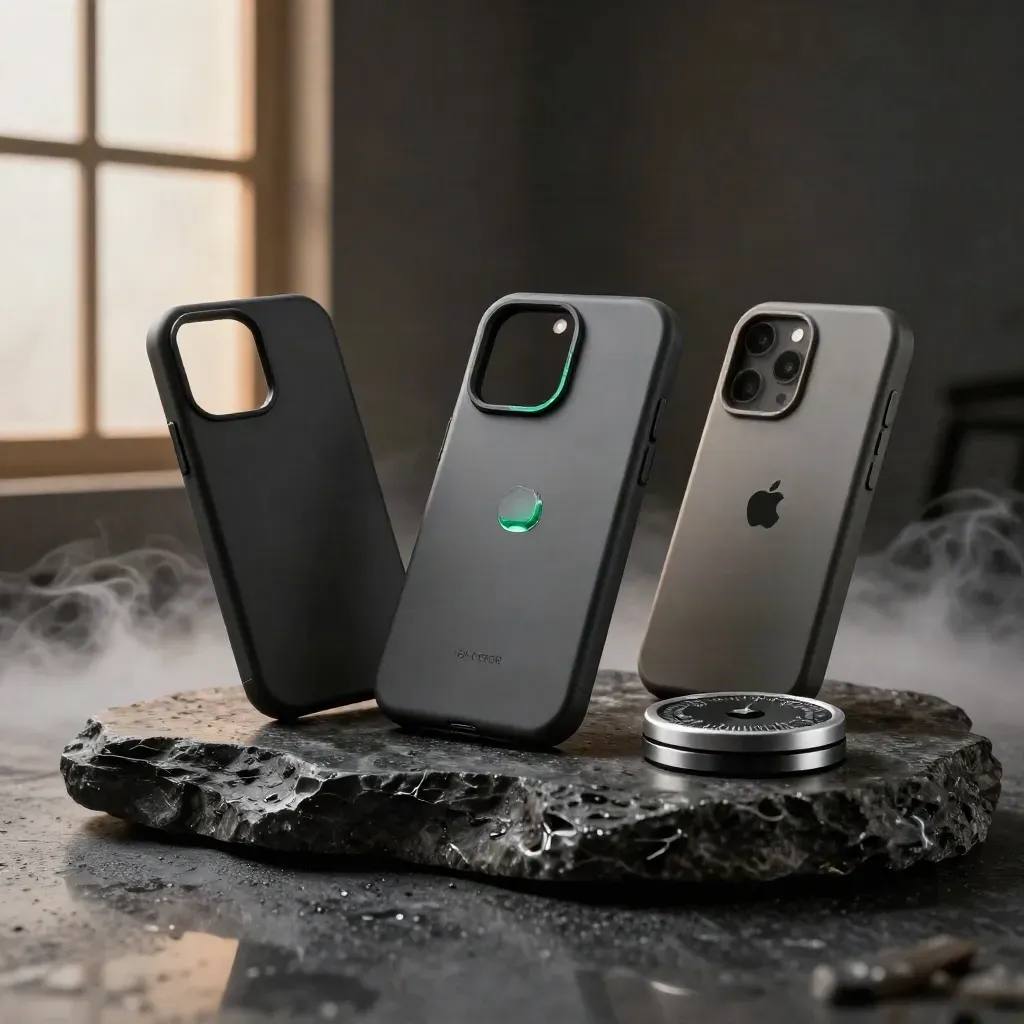 FX Starter Bundle cases with alert tile and rate puck on dark stone with emerald rim light