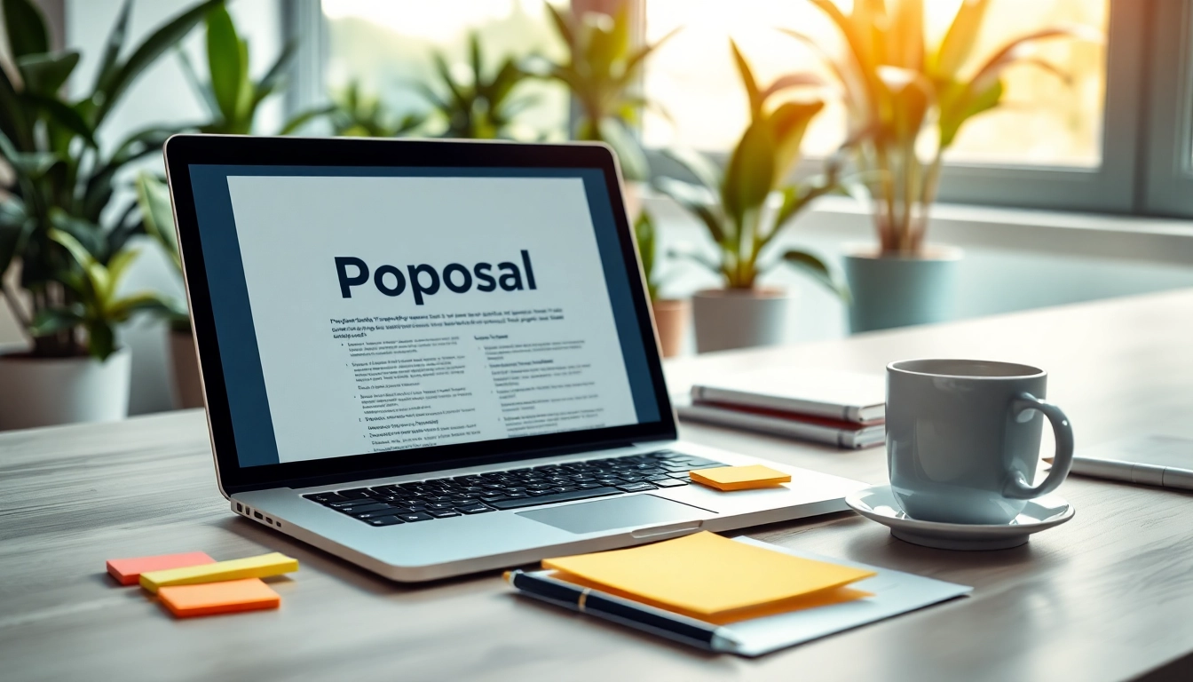 Enhance your proposal writing and management with a professional workspace scene.