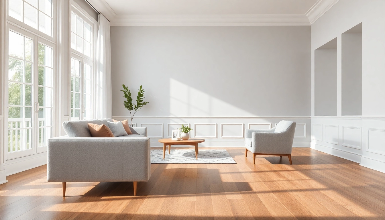 View of refined baseboards enhancing a modern living room's elegance and ambiance.