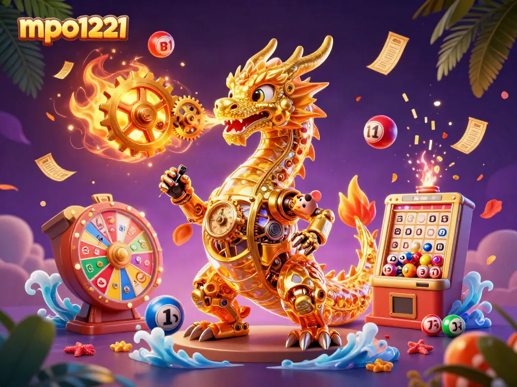 Engage with mpo1221 for immersive casino experiences and lottery excitement in a vibrant, animated scene.