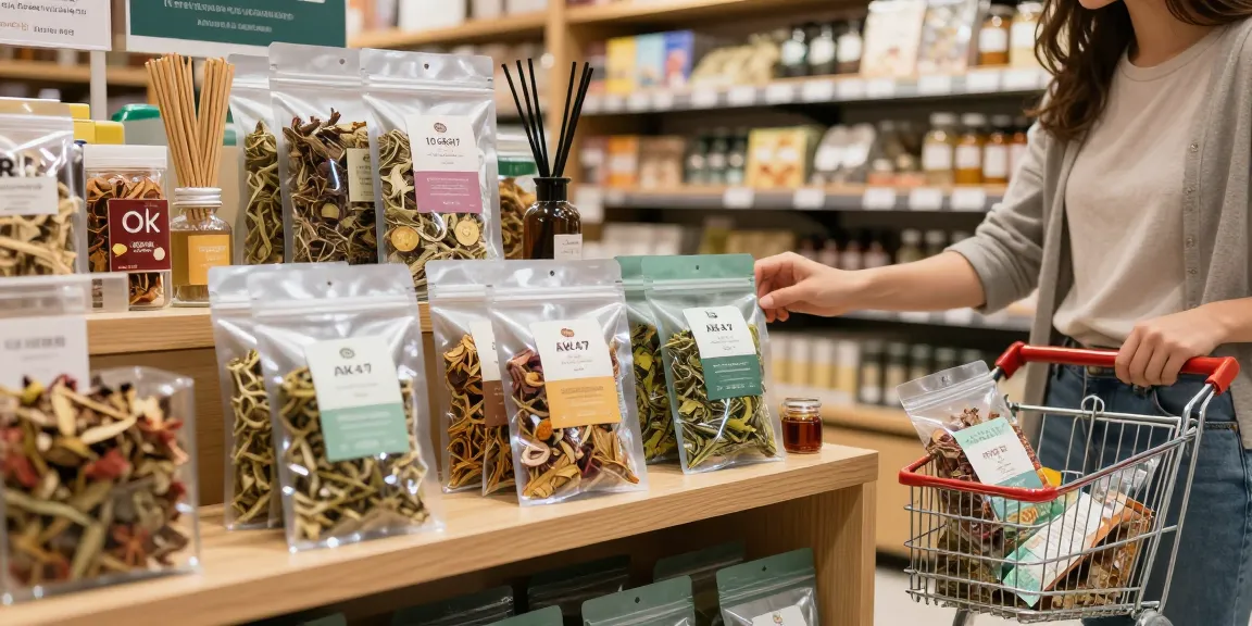 Shop for premium herbal products like the buy-ak47-10-gram-bag in a beautifully arranged retail environment.