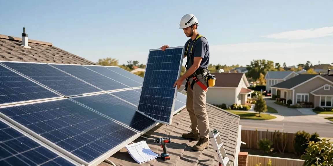 Professional solar panel installation showcasing best solar panel companies near me with expert installer on rooftop.