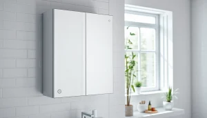 sonni Spiegelschrank mit LED-Beleuchtung in modernem Badezimmer zeigen