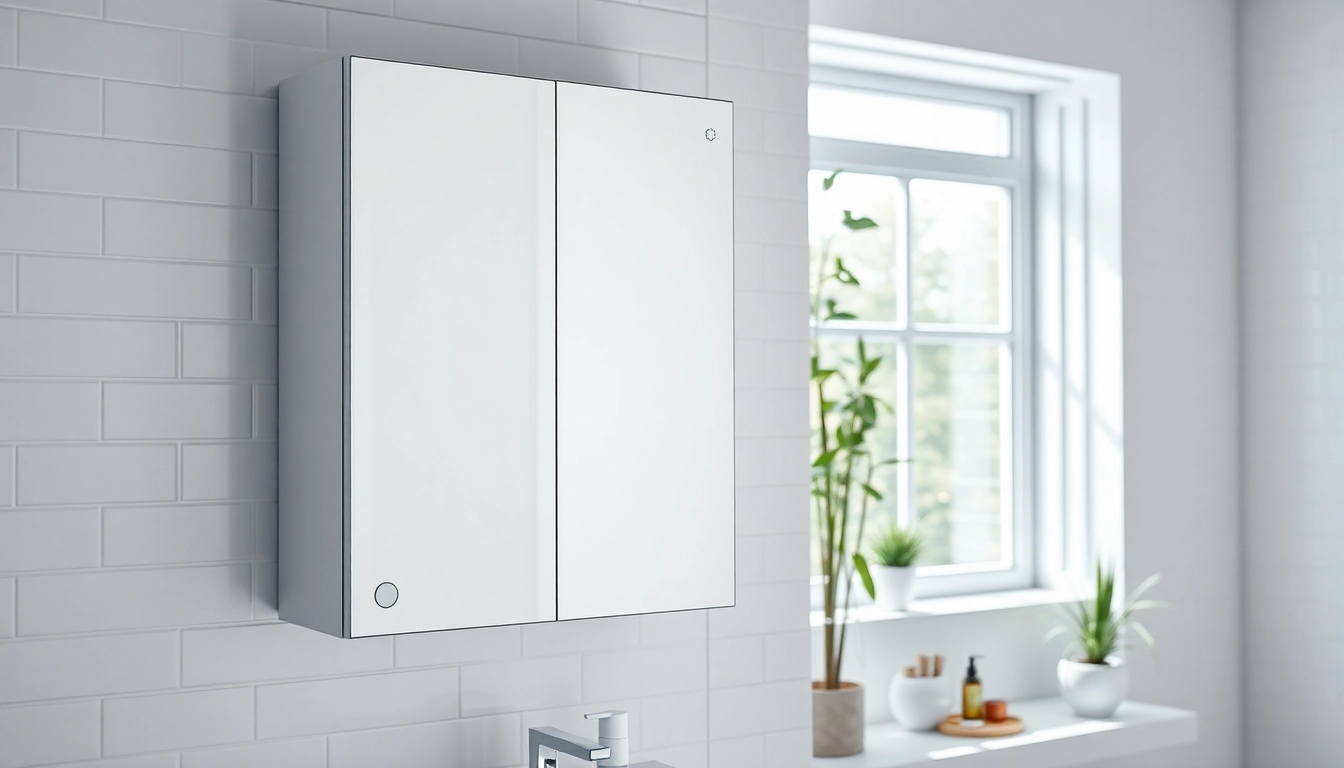 sonni Spiegelschrank mit LED-Beleuchtung in modernem Badezimmer zeigen