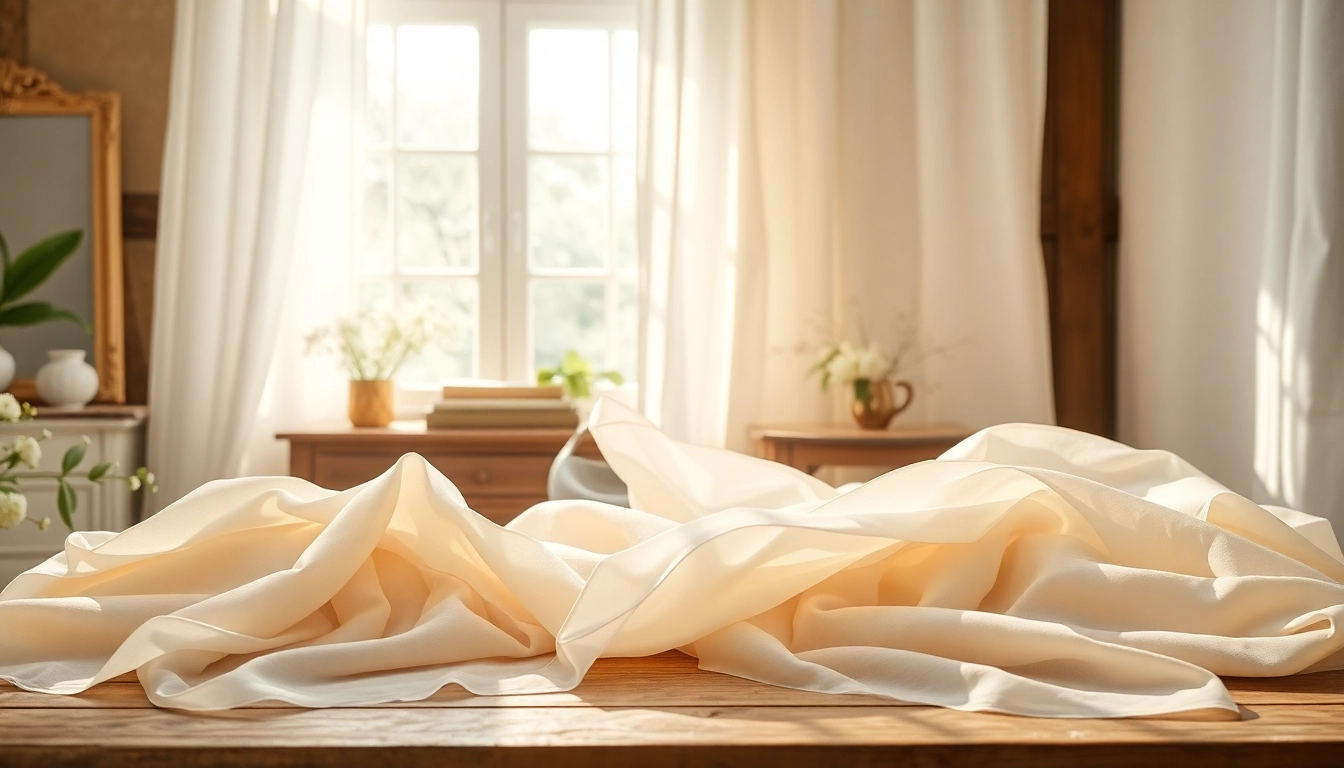 Creëer prachtige ontwerpen met mousseline stoffen, weergegeven in zachte pastelkleuren.