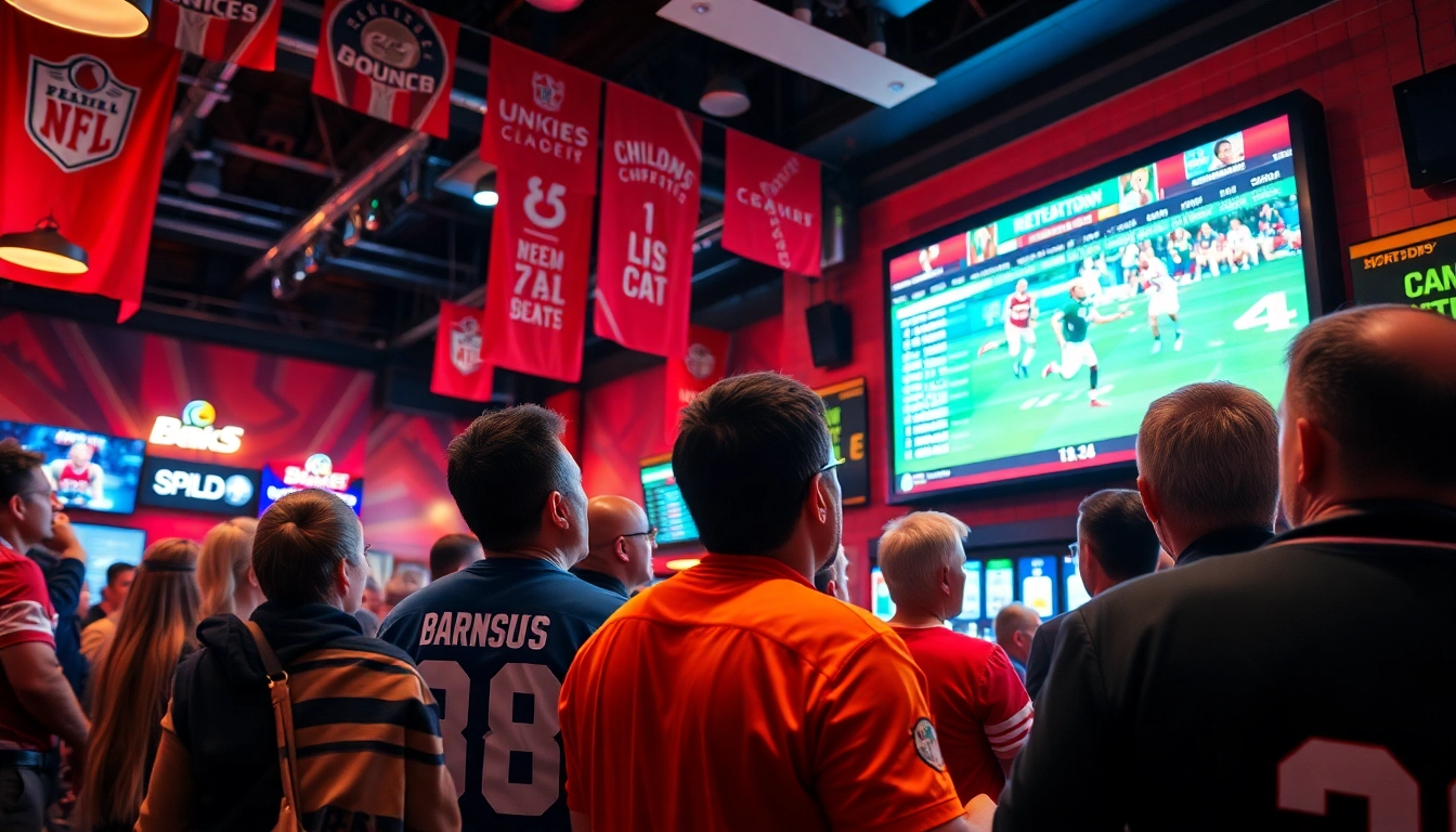 Engaged fans enjoying sports at the best sportsbooks in Mexico, creating an energetic atmosphere.