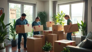 Efficient Toronto moving services showcased through a team packing belongings in a bright apartment.