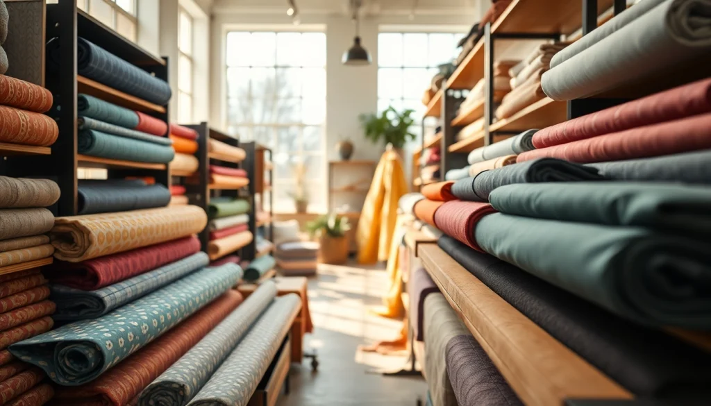 Katoen stoffen in een kleurrijke textielwinkel, mooi gepresenteerd.