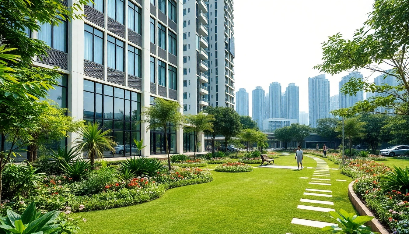 View the vibrant tampines ec, a modern executive condominium amidst lush landscapes and bright urban skyline.