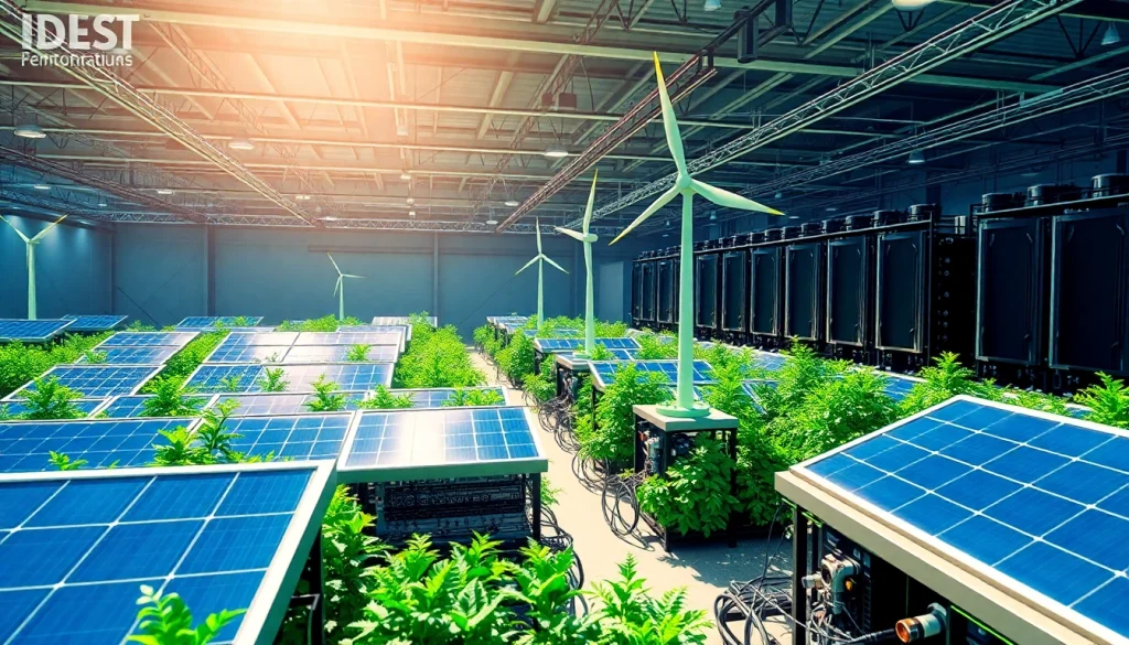 Visual representation of the best cloud mining facilities with renewable energy sources.