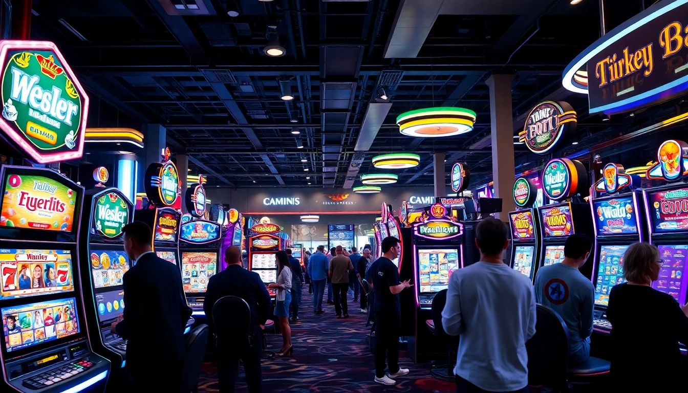 Slot depo pulsa di kasino modern dengan para pemain merasakan keseruan permainan.