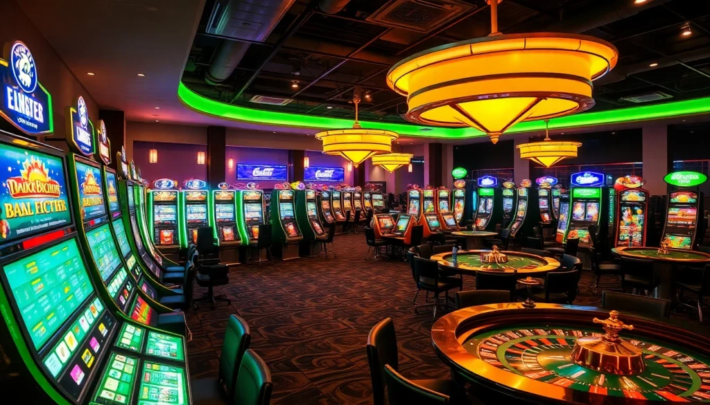 Explore os melhores jogos de cassino com jogadores se divertindo em mesas e máquinas iluminadas.
