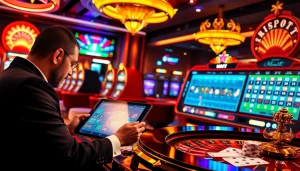 Engage with idnslot interface showcasing colorful slot machines and betting strategies.