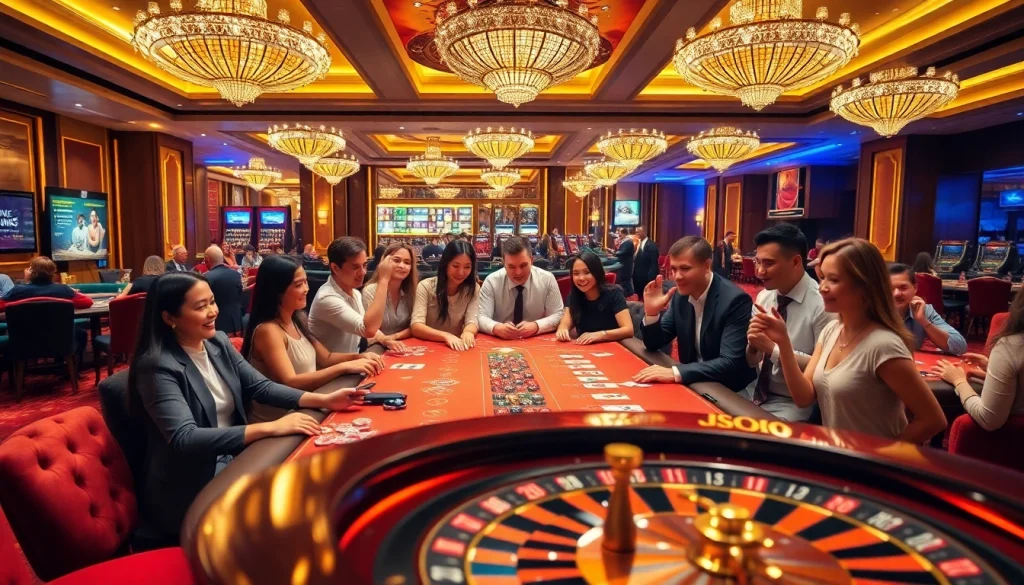 Players enjoying the excitement of the SODO casino gaming table in a luxurious setting.