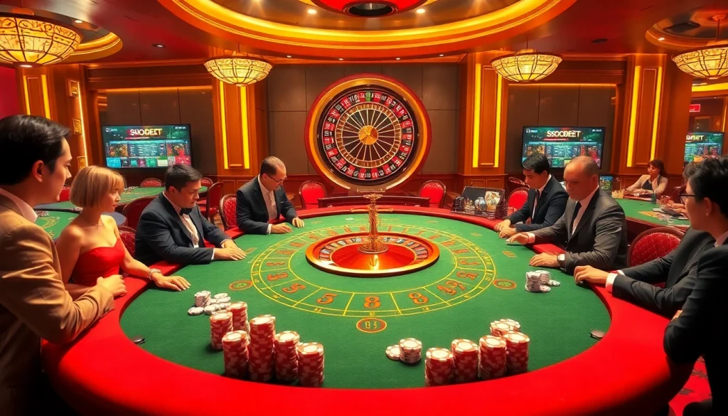 SBOBet offers an exhilarating baccarat experience in a luxurious casino setting.