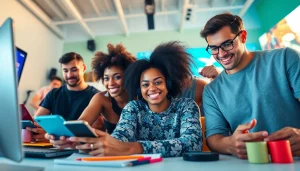 OnlyFans Search results showcasing diverse creators engaging with content in a vibrant setting