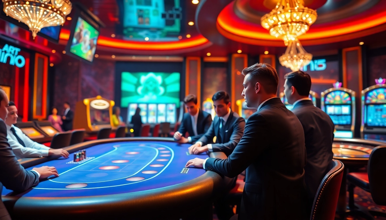 A vibrant casino scene showcasing players engaged in high-stakes poker embodying the thrill of porn games ai experiences.