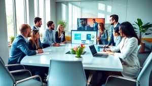 Showcasing Quickplus Business Consultants engaging with clients in a modern office setting.