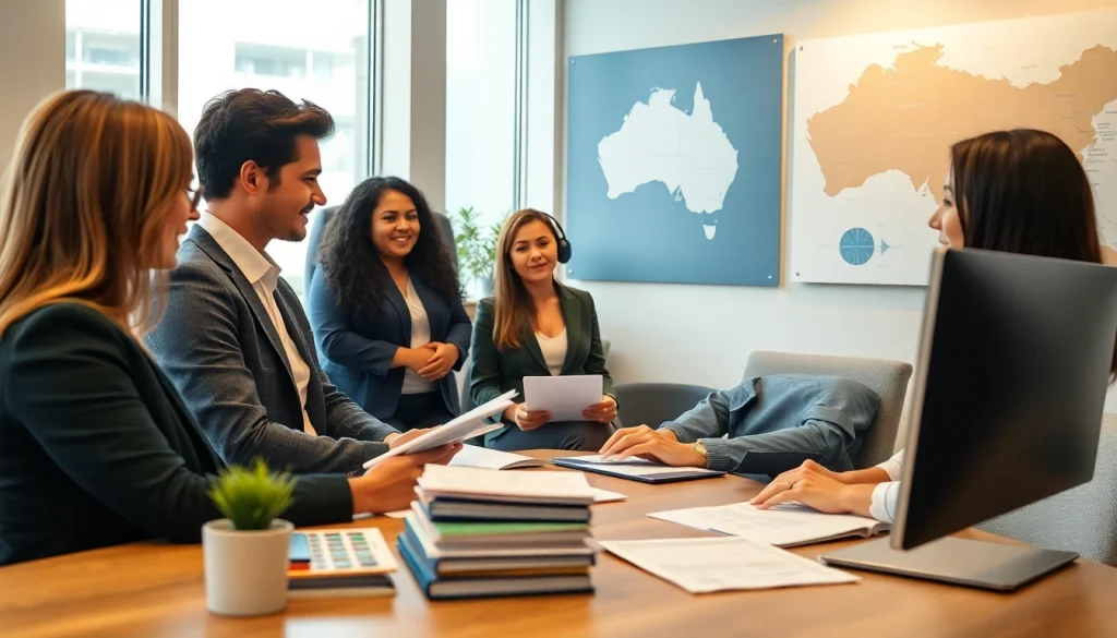 Professional migration agents assisting clients in Australia, showcasing expert services for successful visa applications.
