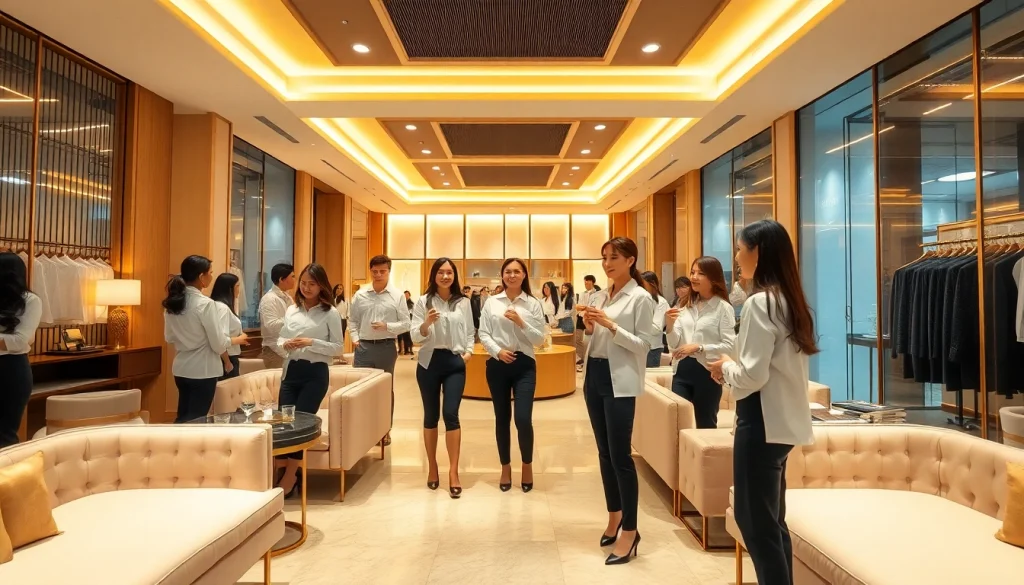 Engaging scene showcasing 인계동셔츠룸 with stylish managers and upscale interior design.