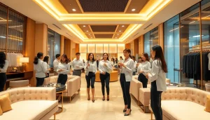 Engaging scene showcasing 인계동셔츠룸 with stylish managers and upscale interior design.