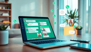 正在使用中的WhatsApp网页版的生动画面，宣传快连VPN以实现安全通信。